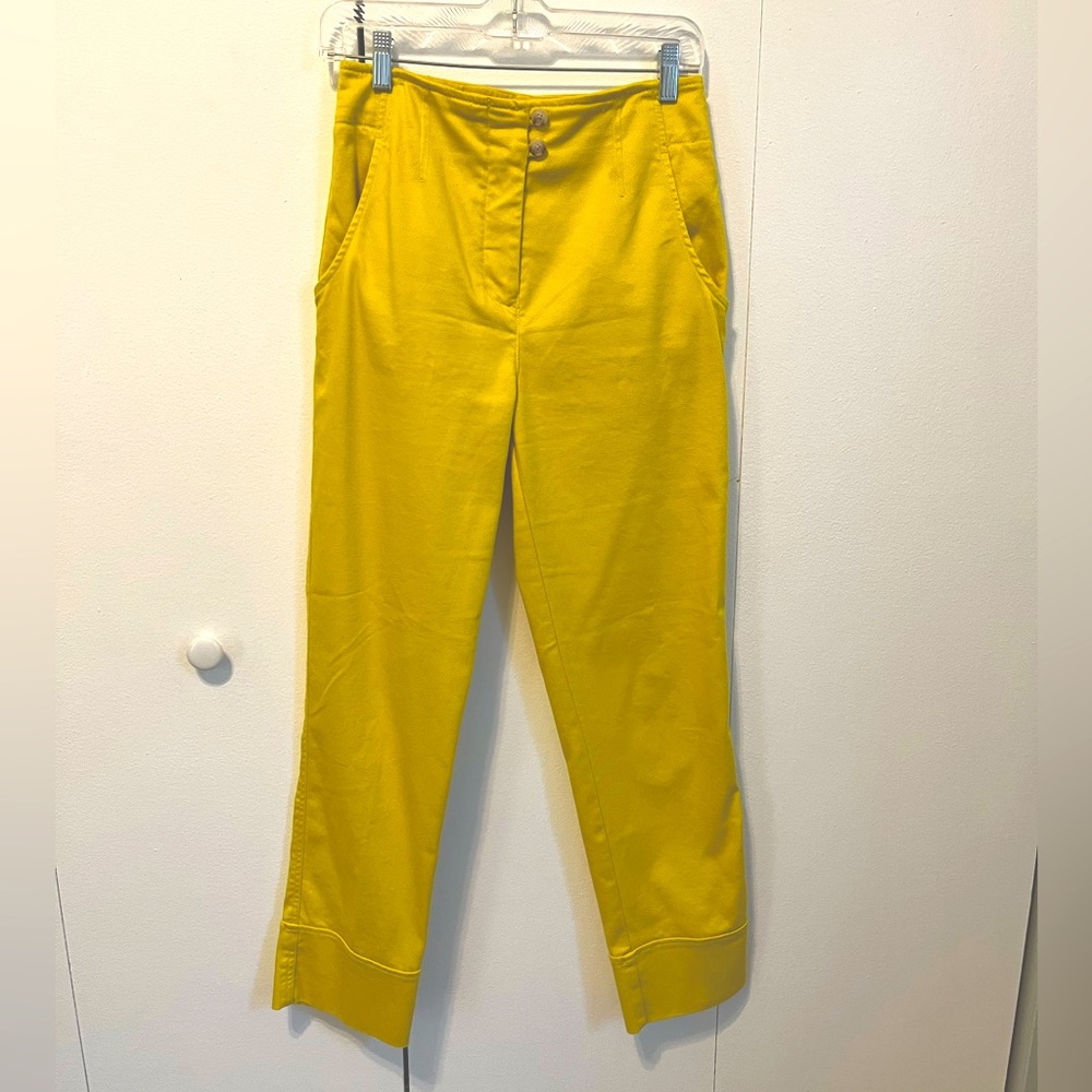 MAEVE High Rise Canary Yellow Cuffed Pants